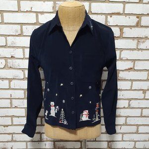 Christopher & Banks Christmas Cat Jacket, Medium